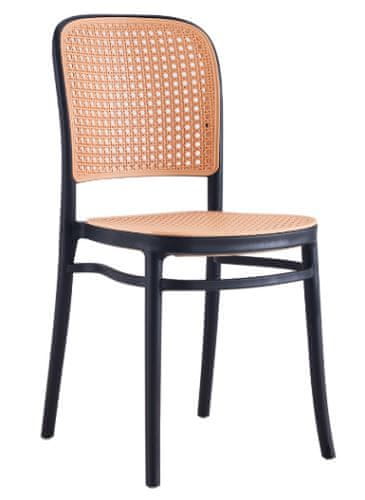 KONDELA Stohovateľná stolička čierna, béžová LENITA